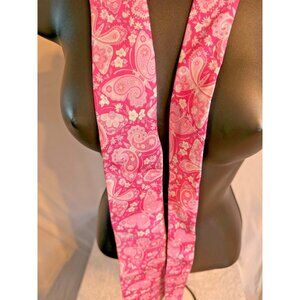 Tommy Hilfiger 100% Silk Tie Paisley Print Butterfly Pink White